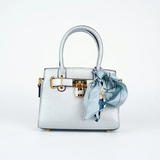 Faux Leather Mini Bag with Gold Finishes