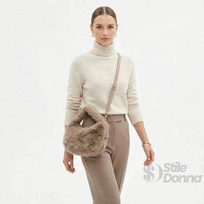 Mini sac hobo en fourrure synthétique