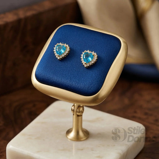 Azure Heart Earrings with Blue Heart