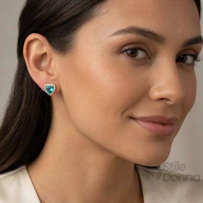 Azure Heart Orecchini con Cuore Azzurro