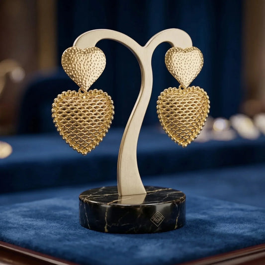 Double Heart Gold-Tone Earrings