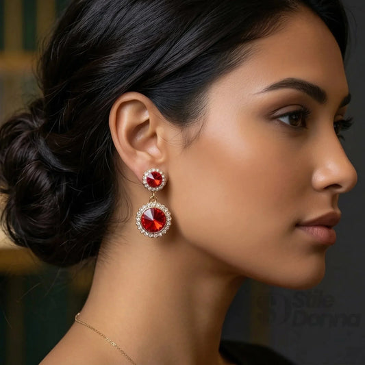 Boucles d’oreilles pendantes en forme de goutte avec cristaux