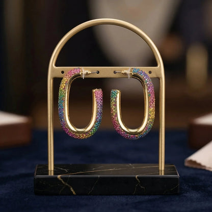 Orecchini U-Hoop con Cristalli Rainbow