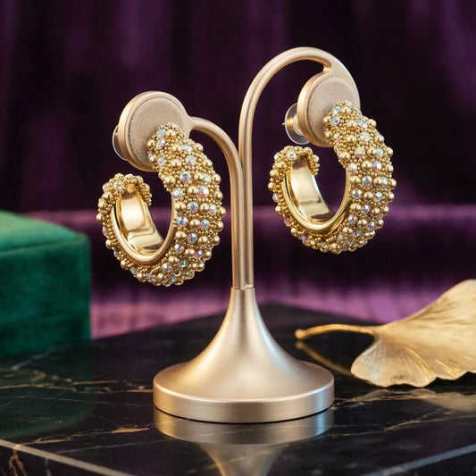 Hoop Earrings with Beads and Crystals