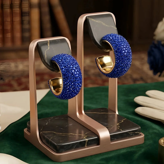 Hoop Earrings with Blue Pavé