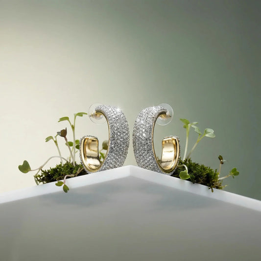 Hoop Earrings with Sparkling Rhinestones