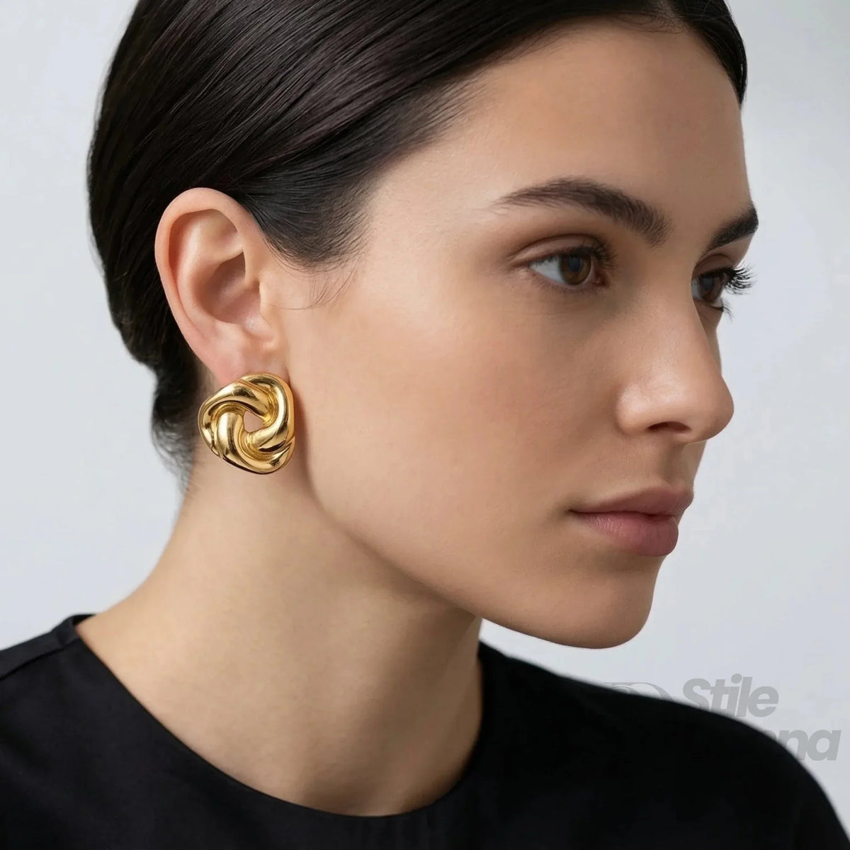 Chunky Knot Gold-Tone Steel Earrings