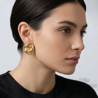 Chunky Knot Gold-Tone Steel Earrings