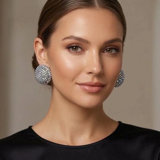 Dome Earrings with Heart Pendant