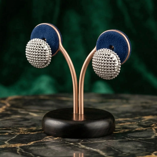 Stud Earrings with Silver-Tone Texture
