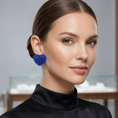 Orecchini a Cuore con Strass Blu