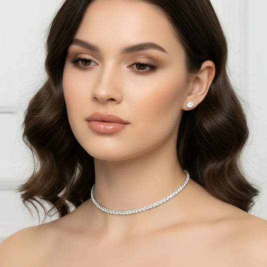 Gold Necklace and Stud Earrings Set