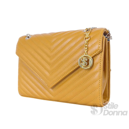 Senfgelbe Clutch mit Kette