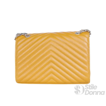 Senfgelbe Clutch mit Kette