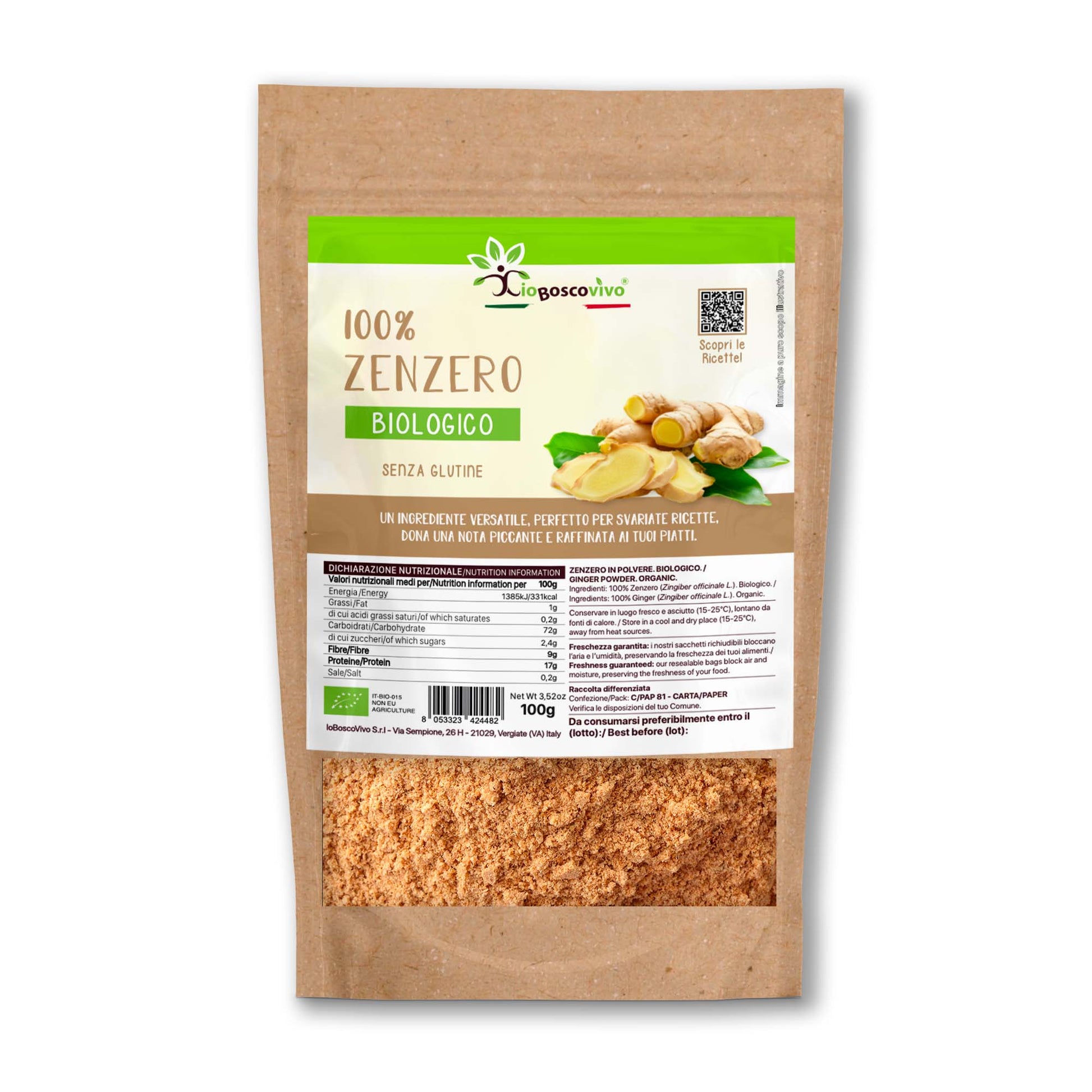 100% Zenzero in polvere BIO - 100g Ideale per un tocco speziato!
