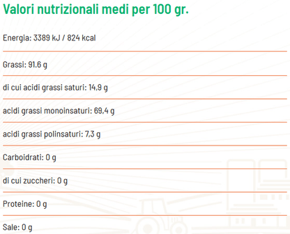 Olio extravergine di oliva biologico 100% italiano