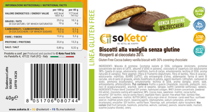 Galletas KETO SIN GLUTEN VAINILLA cubiertas de chocolate 0% azúcares
