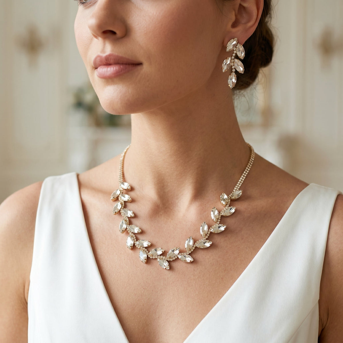 Set Foglia d'Oro Collana e Orecchini
