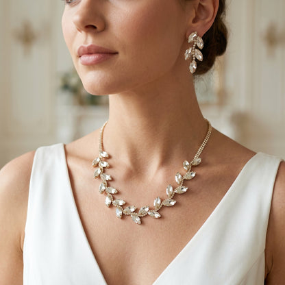 Set Foglia d'Oro Collana e Orecchini
