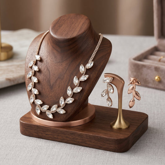 Golden Leaf Necklace and Earring Set