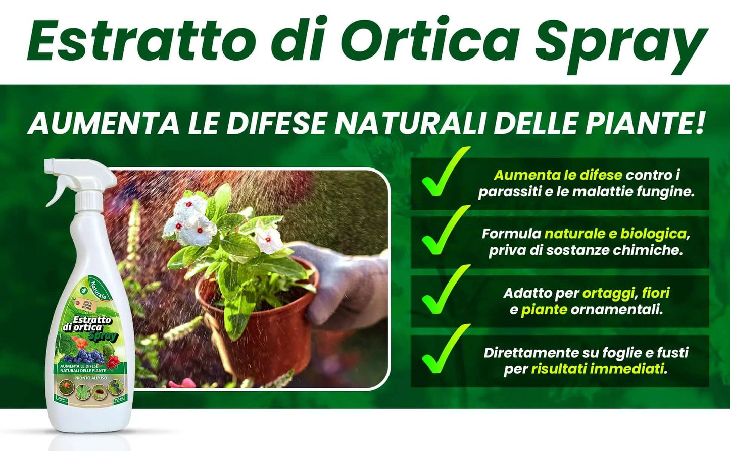 Inseticida Natural para Plantas 750 ml - À Base de Extrato Orgânico de Urtiga - Eficaz Contra Cochonilhas, Pulgões, Ácaro Vermelho e Piolhos - Spray