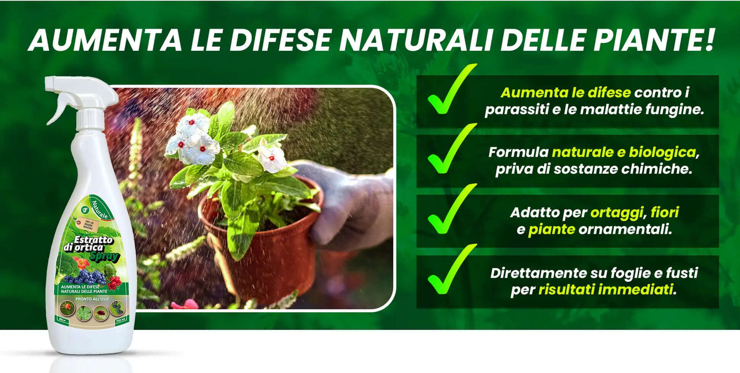 Inseticida Natural para Plantas 750 ml - À Base de Extrato Orgânico de Urtiga - Eficaz Contra Cochonilhas, Pulgões, Ácaro Vermelho e Piolhos - Spray