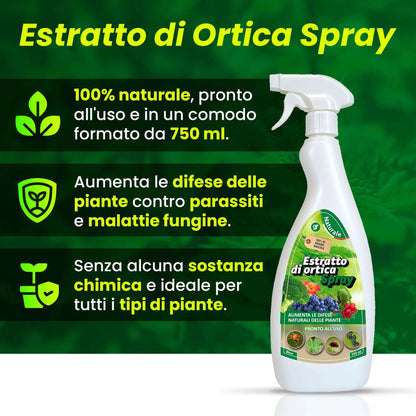 Inseticida Natural para Plantas 750 ml - À Base de Extrato Orgânico de Urtiga - Eficaz Contra Cochonilhas, Pulgões, Ácaro Vermelho e Piolhos - Spray