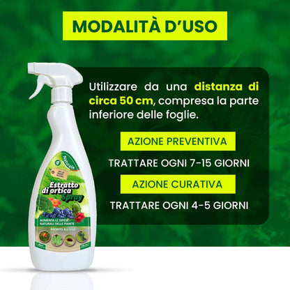 Inseticida Natural para Plantas 750 ml - À Base de Extrato Orgânico de Urtiga - Eficaz Contra Cochonilhas, Pulgões, Ácaro Vermelho e Piolhos - Spray