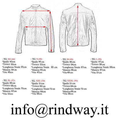 Giubbotto Bomber Con Bottoni In Vera Pelle Nero Uomo Slim Con Tasconi Rindway