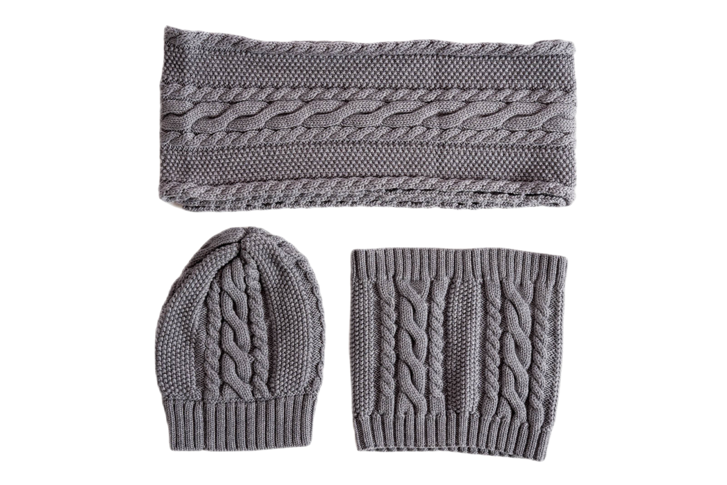 Punto Maglia Kit: cachecol, gorro e gola em lã Merino