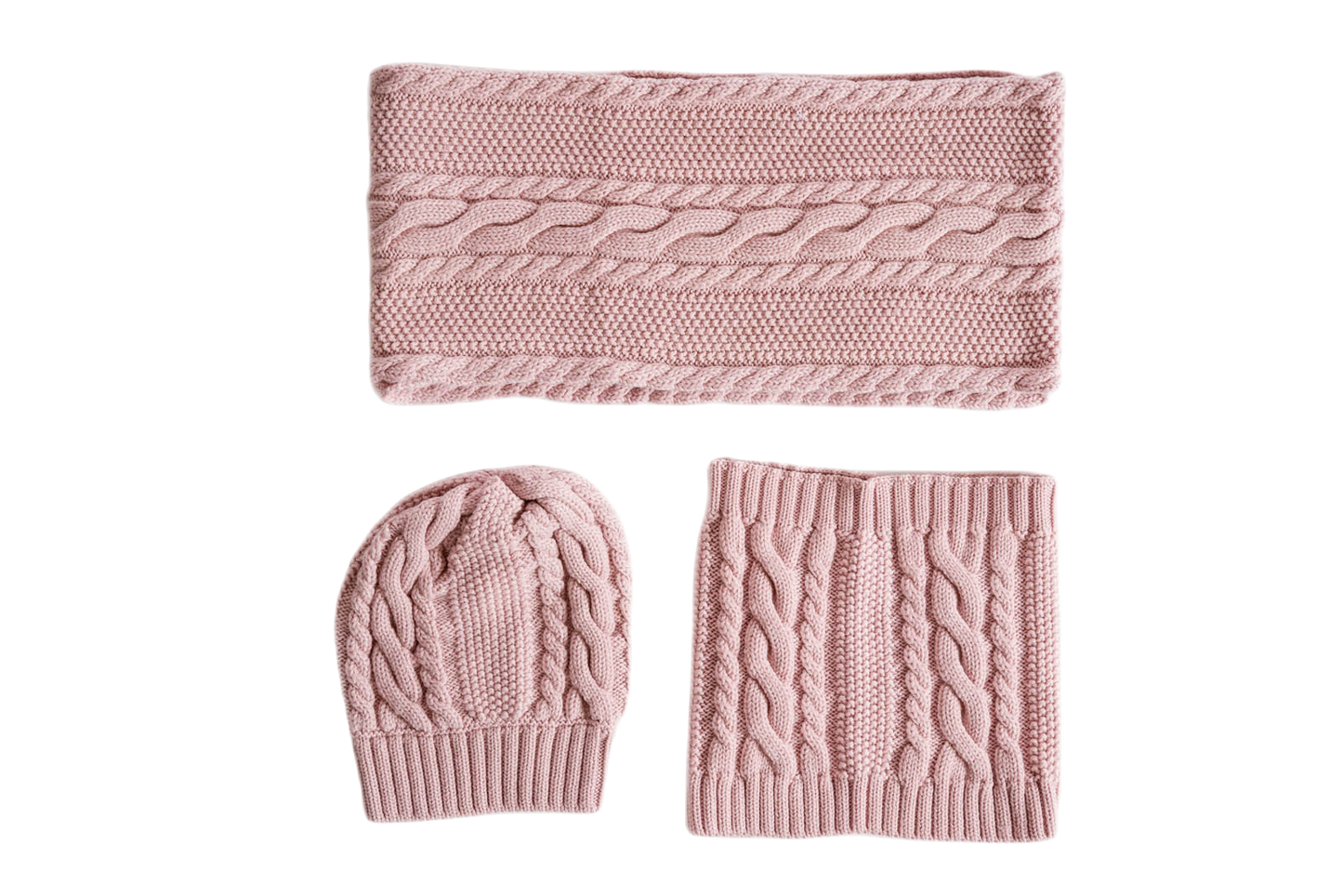 Punto Maglia Kit: cachecol, gorro e gola em lã Merino