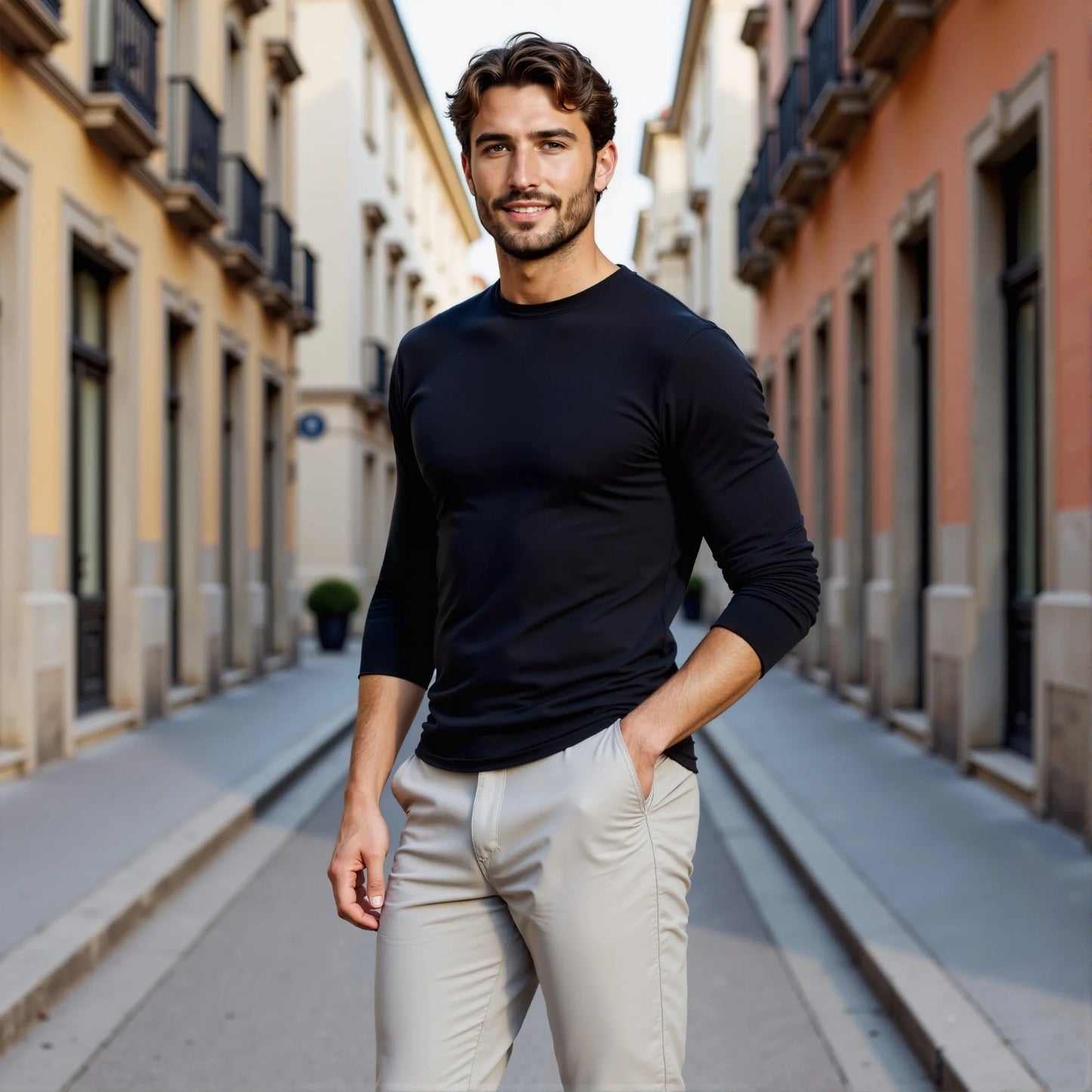 Alassio: camiseta masculina de manga longa