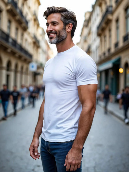 Amalfi: camiseta masculina Muscle Fit branca