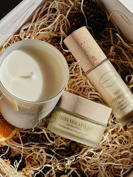 Gift Set: Anti-Aging Face Cream, Eye Contour Serum, and Candle
