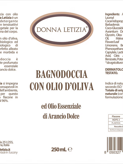Bagnodoccia natural com óleo de oliva 250 ml