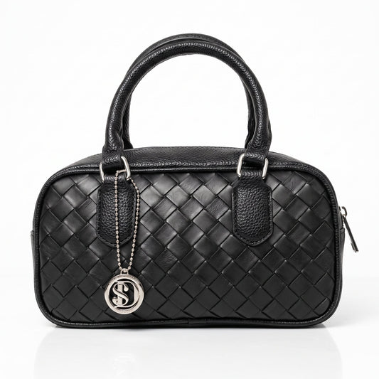 Black Woven Cylinder Bag