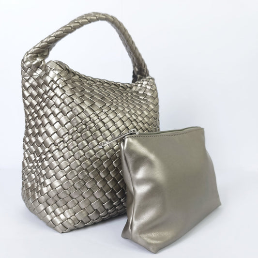 Braided Faux Leather Handbag