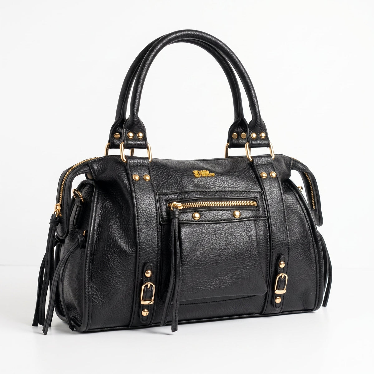 Schwarze Handtasche aus Kunstleder