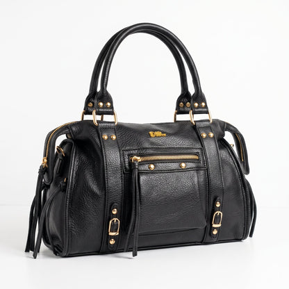 Schwarze Handtasche aus Kunstleder
