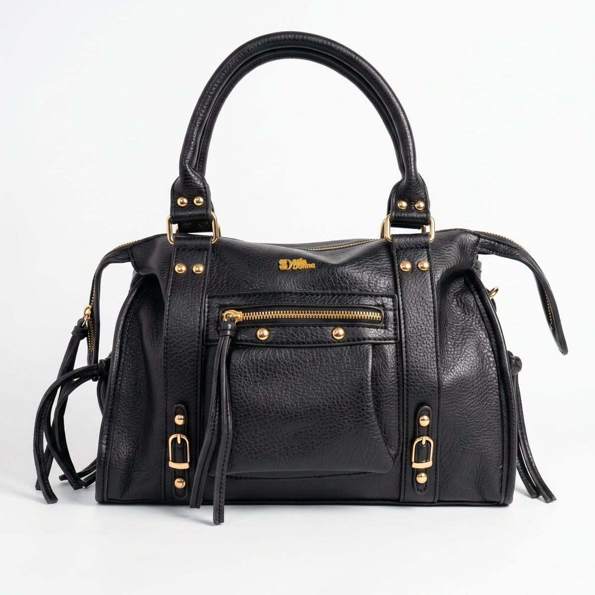 Schwarze Handtasche aus Kunstleder