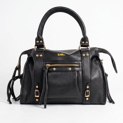 Schwarze Handtasche aus Kunstleder