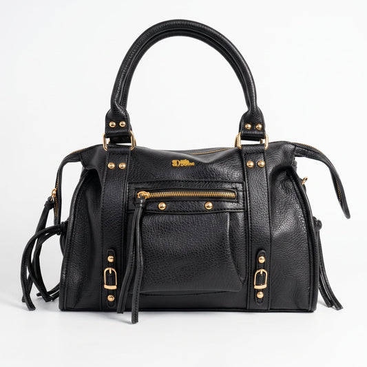 Black Faux Leather Handbag