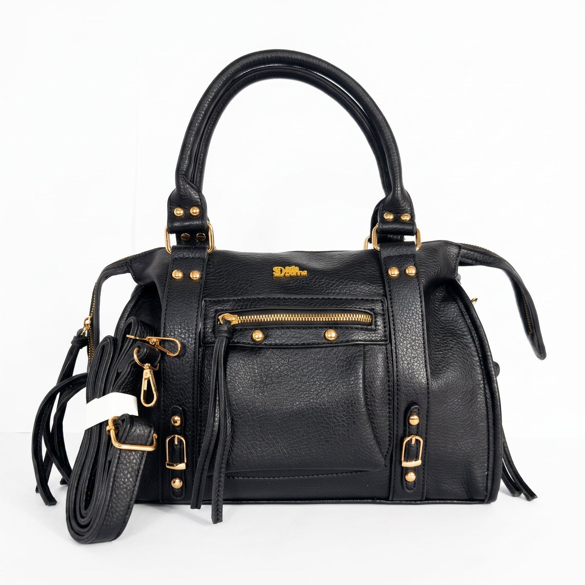 Schwarze Handtasche aus Kunstleder
