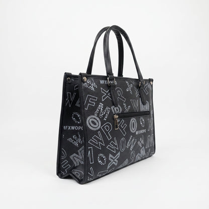 Borsa a Mano Nera con Stampa