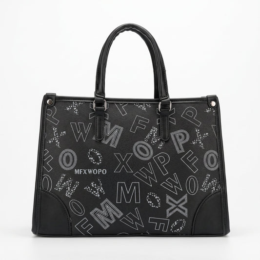 Black Handbag with Print