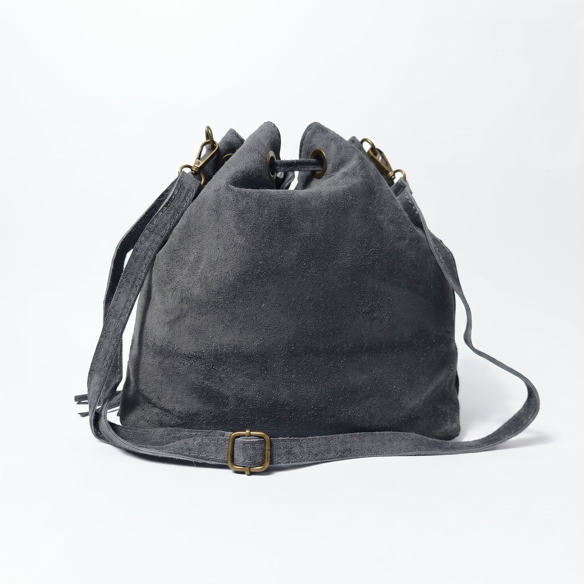 Borsa a Secchiello Scamosciata con Frange