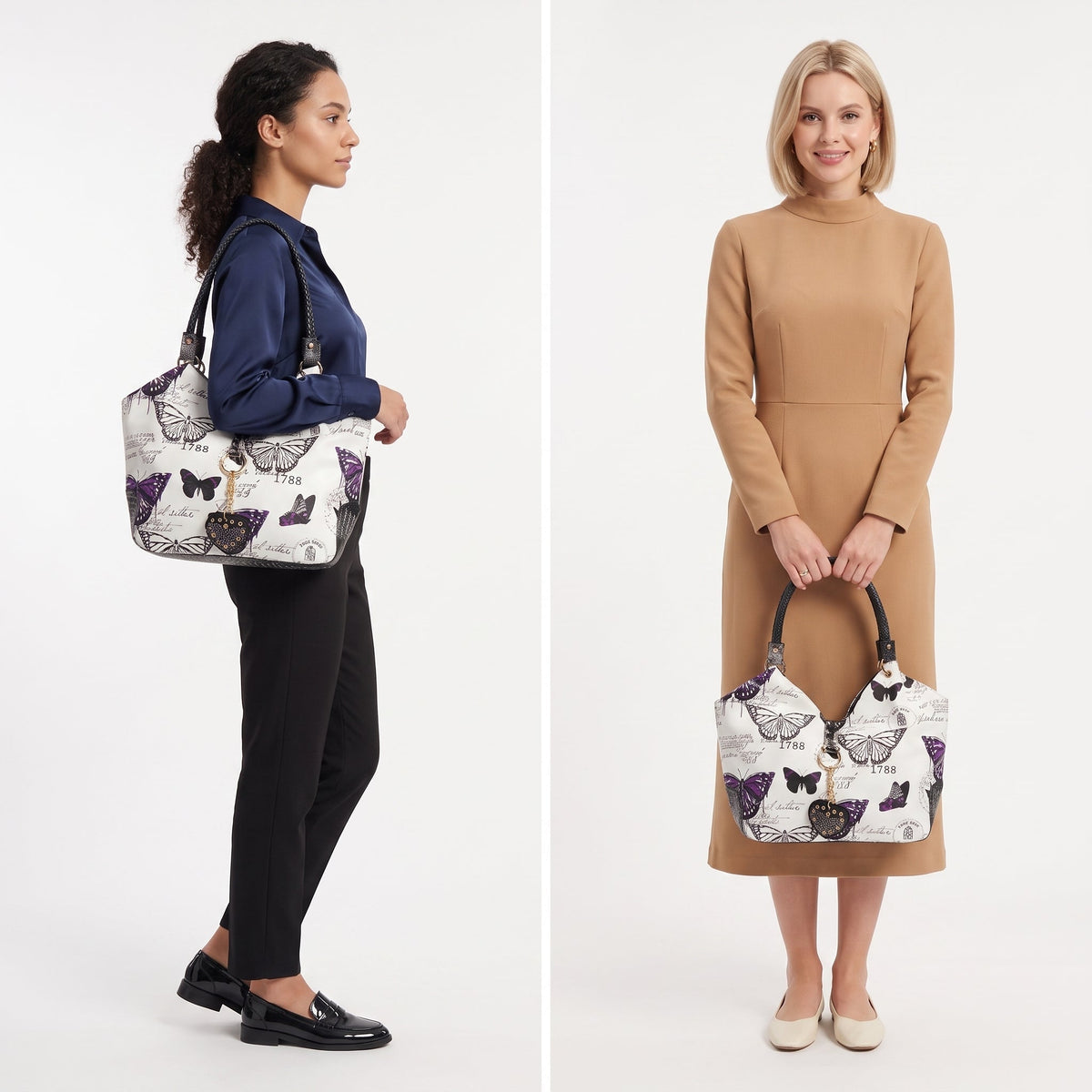 Adelina Handtasche aus Canvas mit Schmetterlingen