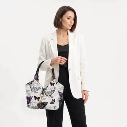 Adelina Handtasche aus Canvas mit Schmetterlingen