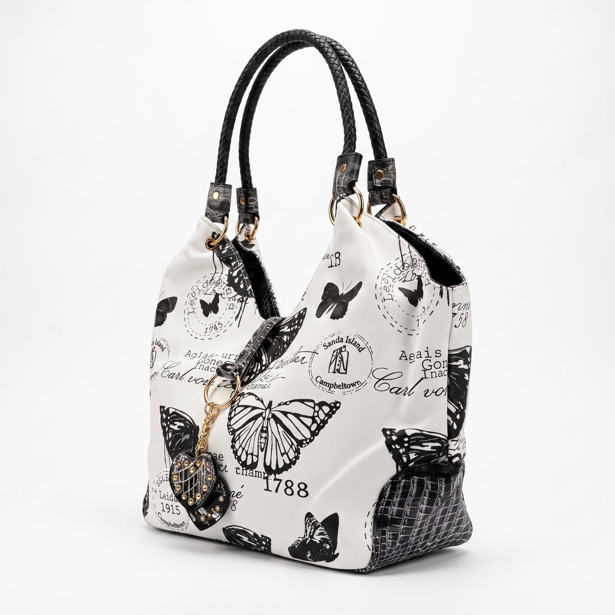 Adelina Handtasche aus Canvas mit Schmetterlingen