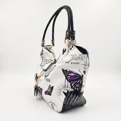 Adelina Handtasche aus Canvas mit Schmetterlingen